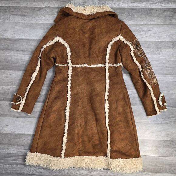 Y2K 90s Wilson’s Penny Lane Afghan Coat Beaded Sleeve Design Boho Fairycore - Picture 5 of 8